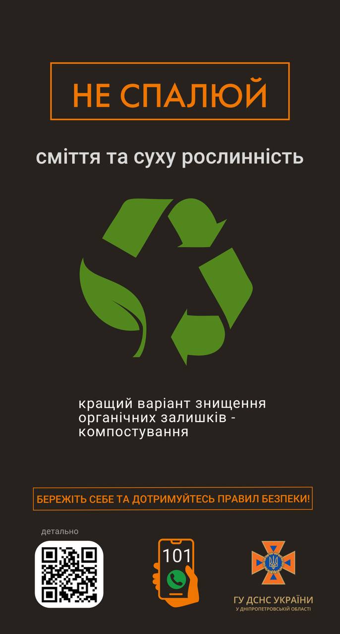 Не спалюй сміття та суху рослинність!