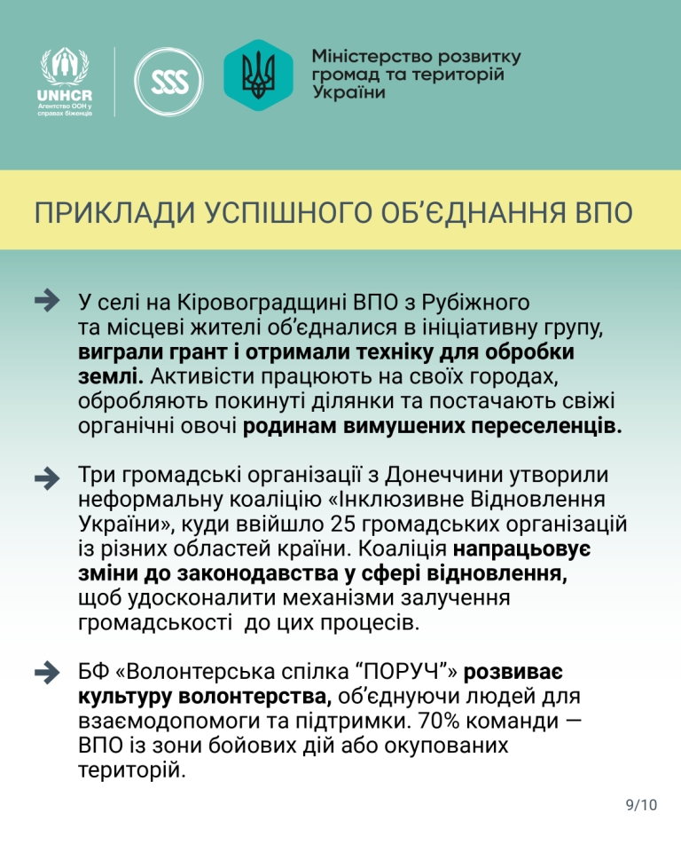 Об'єднання ВПО можуть допомогти досягти цілей
