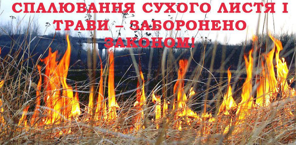 Не пали суху траву! Збережи себе,  інших людей, тварин та природу!